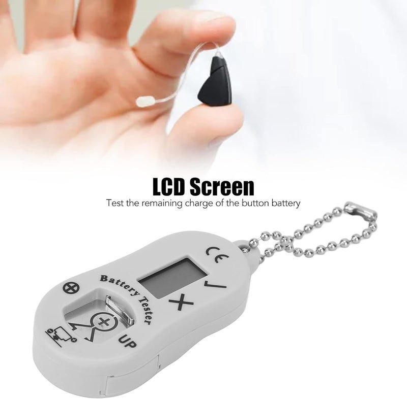 woobles Hearing Aids Battery Tester, Battery Measuring Device, Pocket Size Battery Power Monitoring Tester Checker Tool Light (Gray) 2 Button Batteries Can Be Hold - Image 2